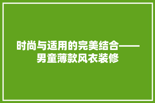 时尚与适用的完美结合——男童薄款风衣装修