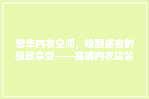 奢华内衣空间，唤醒感官的极致享受——高端内衣店装修效果图