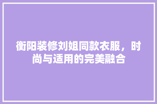 衡阳装修刘姐同款衣服，时尚与适用的完美融合
