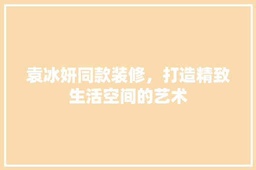 袁冰妍同款装修，打造精致生活空间的艺术