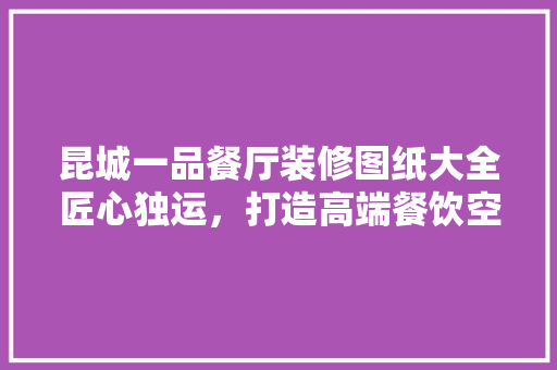 昆城一品餐厅装修图纸大全匠心独运，打造高端餐饮空间