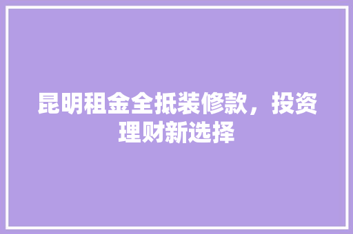 昆明租金全抵装修款，投资理财新选择