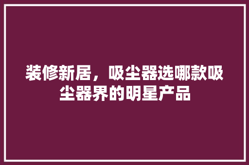 装修新居，吸尘器选哪款吸尘器界的明星产品