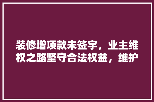 装修增项款未签字，业主维权之路坚守合法权益，维护自身权益  第1张