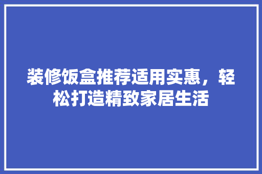 装修饭盒推荐适用实惠，轻松打造精致家居生活