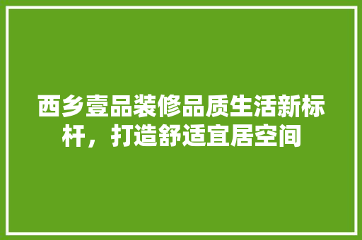 西乡壹品装修品质生活新标杆，打造舒适宜居空间