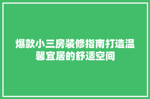 爆款小三房装修指南打造温馨宜居的舒适空间