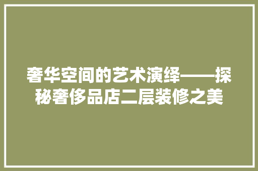 奢华空间的艺术演绎——探秘奢侈品店二层装修之美