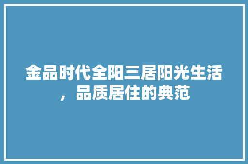 金品时代全阳三居阳光生活，品质居住的典范
