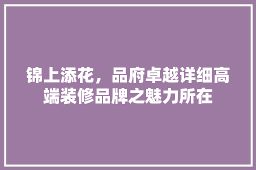 锦上添花，品府卓越详细高端装修品牌之魅力所在