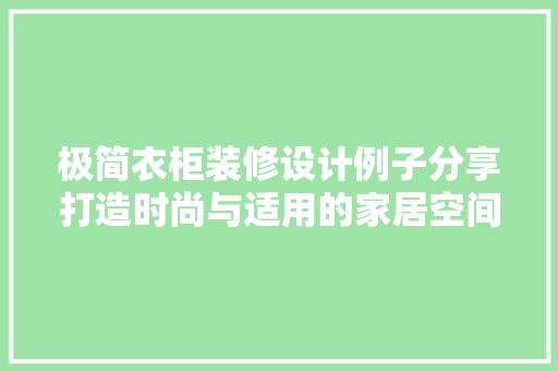 极简衣柜装修设计例子分享打造时尚与适用的家居空间