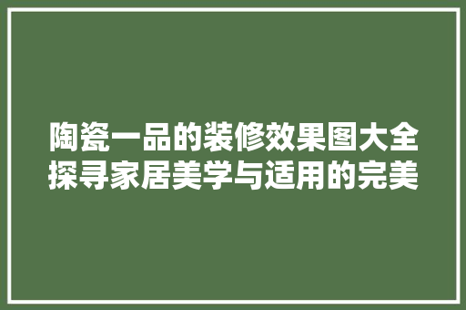 陶瓷一品的装修效果图大全探寻家居美学与适用的完美融合