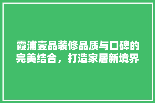 霞浦壹品装修品质与口碑的完美结合，打造家居新境界