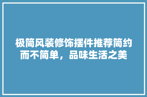 极简风装修饰摆件推荐简约而不简单，品味生活之美