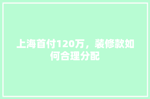 上海首付120万，装修款如何合理分配