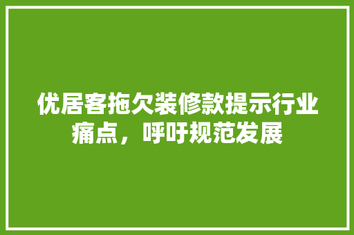 优居客拖欠装修款提示行业痛点，呼吁规范发展