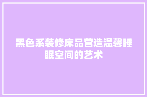 黑色系装修床品营造温馨睡眠空间的艺术