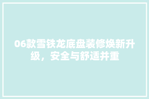 06款雪铁龙底盘装修焕新升级，安全与舒适并重