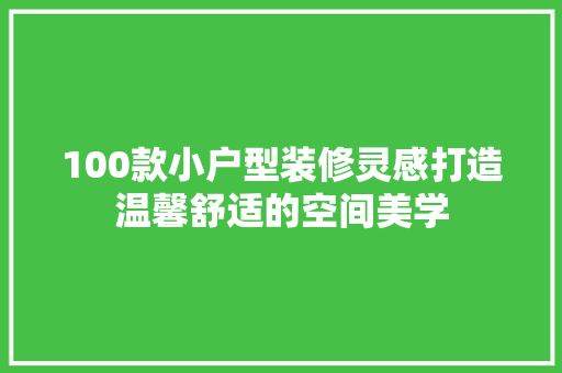 100款小户型装修灵感打造温馨舒适的空间美学