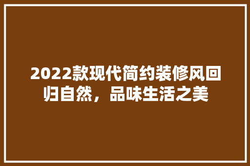 2022款现代简约装修风回归自然，品味生活之美