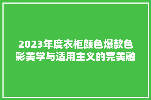2023年度衣柜颜色爆款色彩美学与适用主义的完美融合