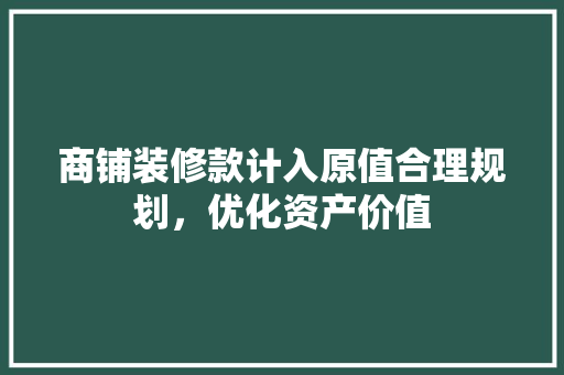 商铺装修款计入原值合理规划，优化资产价值