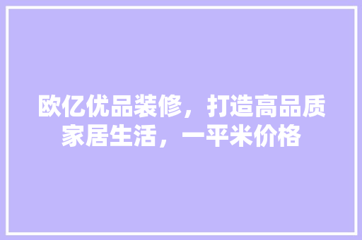 欧亿优品装修，打造高品质家居生活，一平米价格