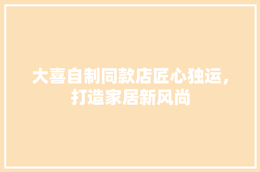 大喜自制同款店匠心独运，打造家居新风尚