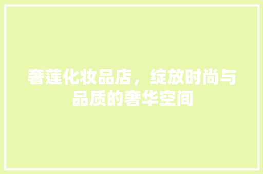 奢莲化妆品店，绽放时尚与品质的奢华空间