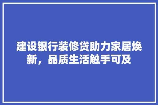 建设银行装修贷助力家居焕新，品质生活触手可及