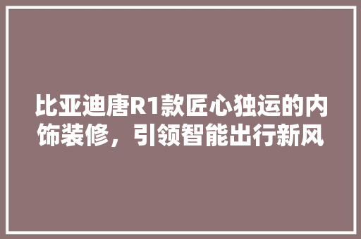 比亚迪唐R1款匠心独运的内饰装修，引领智能出行新风尚