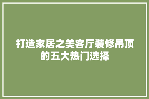 打造家居之美客厅装修吊顶的五大热门选择
