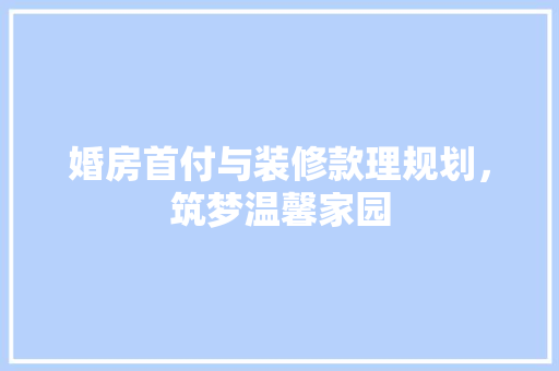 婚房首付与装修款理规划，筑梦温馨家园