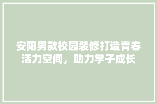 安阳男款校园装修打造青春活力空间，助力学子成长