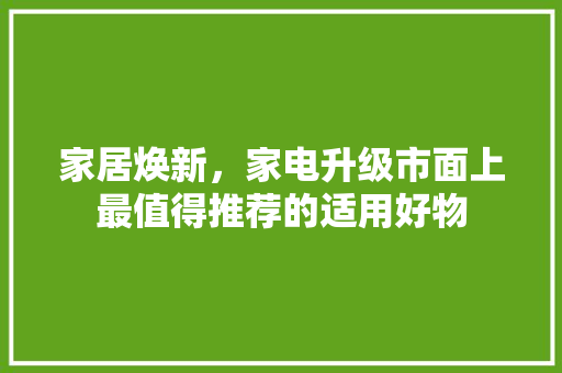 家居焕新，家电升级市面上最值得推荐的适用好物