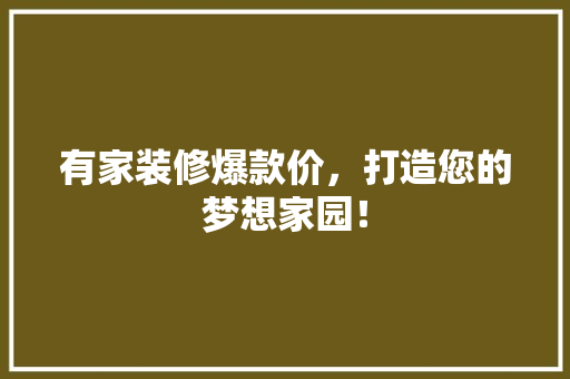 有家装修爆款价，打造您的梦想家园！