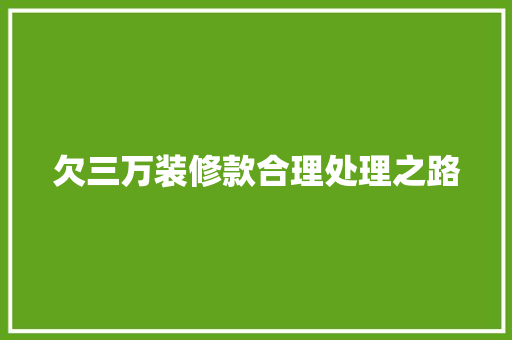 欠三万装修款合理处理之路