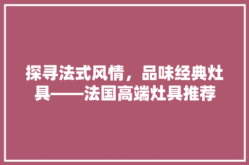 探寻法式风情，品味经典灶具——法国高端灶具推荐