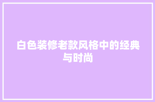 白色装修老款风格中的经典与时尚