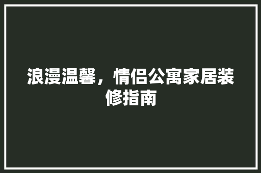 浪漫温馨，情侣公寓家居装修指南