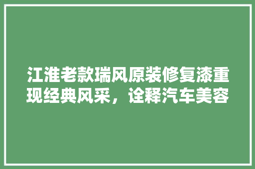 江淮老款瑞风原装修复漆重现经典风采，诠释汽车美容艺术