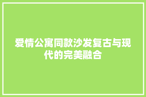 爱情公寓同款沙发复古与现代的完美融合