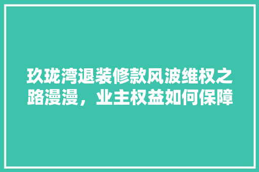 玖珑湾退装修款风波维权之路漫漫，业主权益如何保障