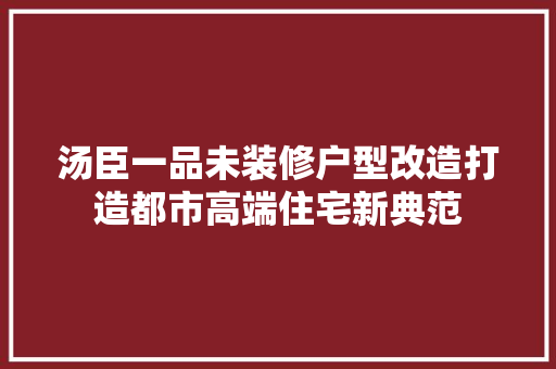 汤臣一品未装修户型改造打造都市高端住宅新典范