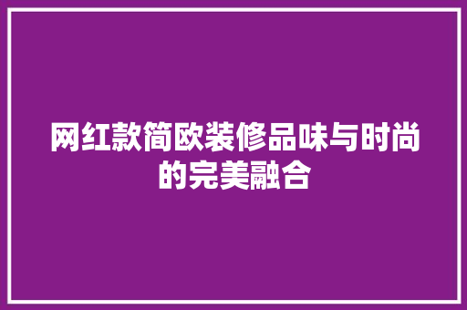 网红款简欧装修品味与时尚的完美融合