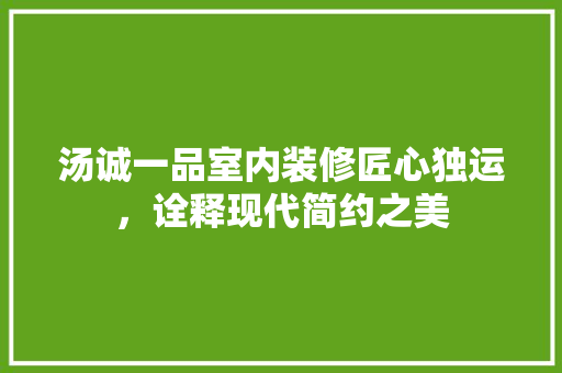 汤诚一品室内装修匠心独运，诠释现代简约之美