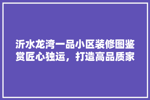 沂水龙湾一品小区装修图鉴赏匠心独运，打造高品质家居生活
