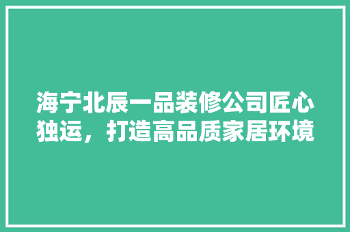 海宁北辰一品装修公司匠心独运，打造高品质家居环境