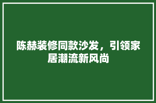 陈赫装修同款沙发，引领家居潮流新风尚