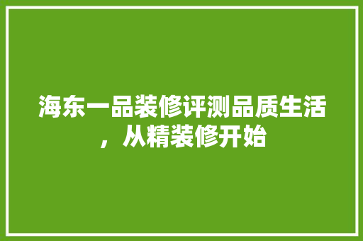 海东一品装修评测品质生活，从精装修开始